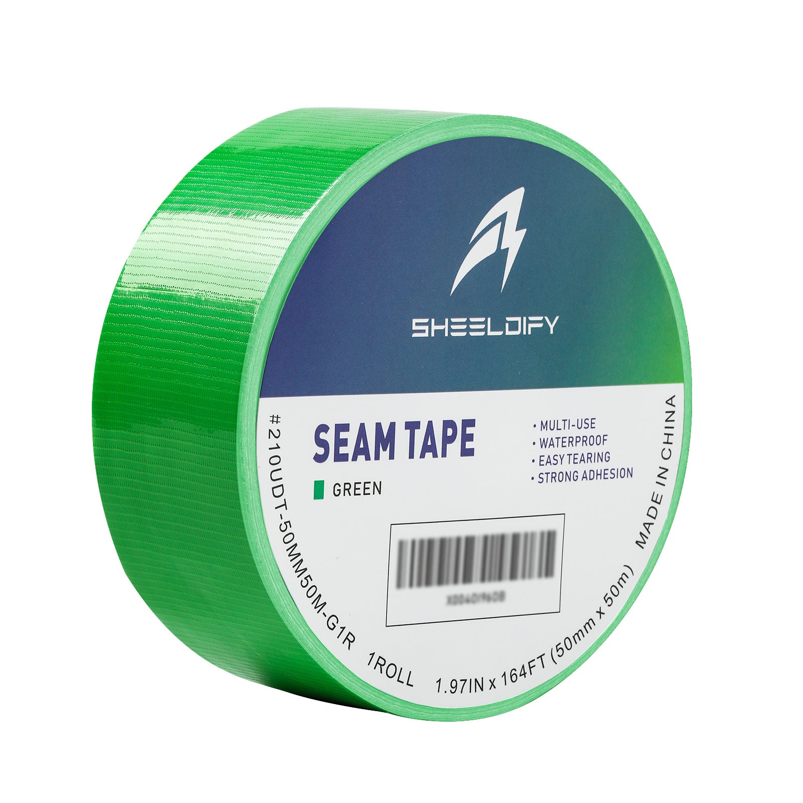 Sheeldify 1.97" x 164‘ Seam Tape - Duct Tape Edge Tape Heavy Duty Multi-Purpose, Hand-Tearable, No Residue, Green, 1 Roll
