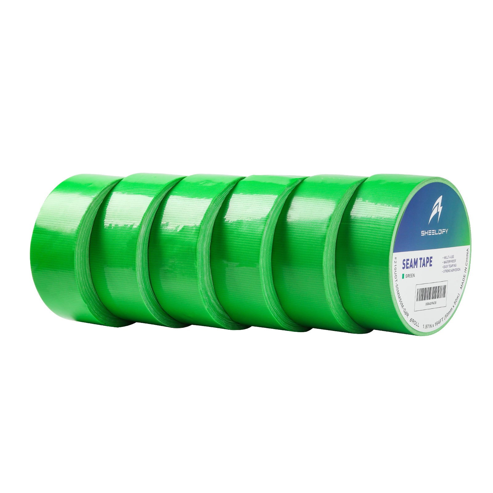Sheeldify 1.97" x 164‘ Seam Tape - Duct Tape Edge Tape Heavy Duty Multi-Purpose, Hand-Tearable, No Residue, Green, 1 Roll