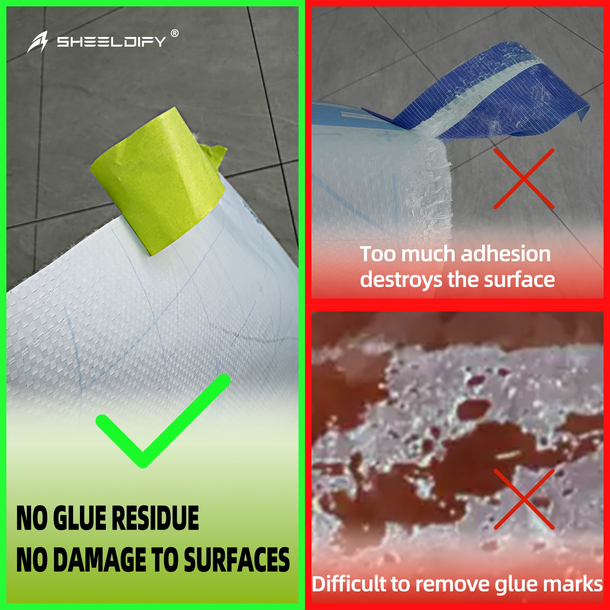 Sheeldify Gen.III Seam Tape Specialized for Floor Protection | Edge Tape | Masking Tape, 90 Day+